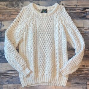 Vintage Brad Whitney Handloomed in Ireland pure new wool Aran fisherman sweater